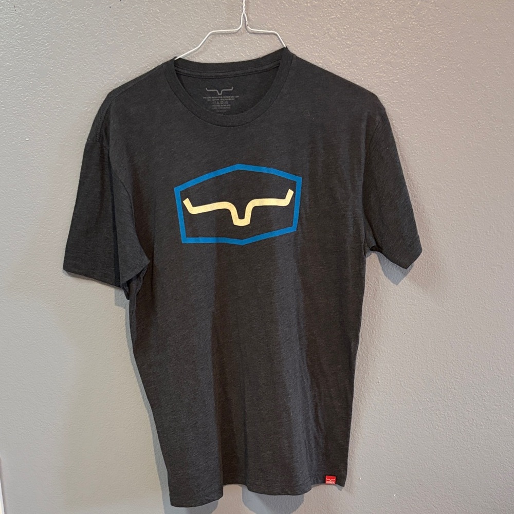 Kimes Ranch Charcoal Tee with Blue and Cream Logo